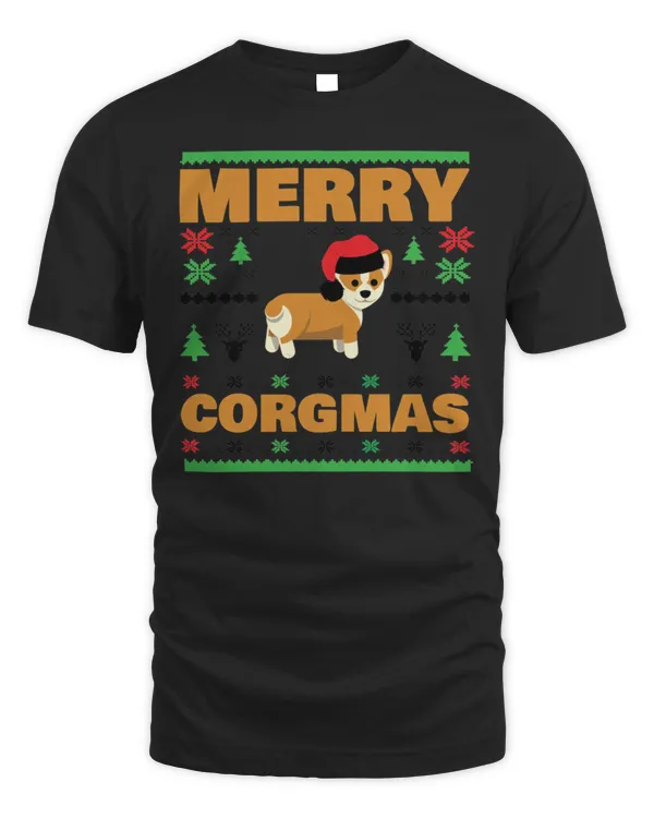 Ugly Corgi Christmas Computer Xmas Apparel Funny T-Shirt