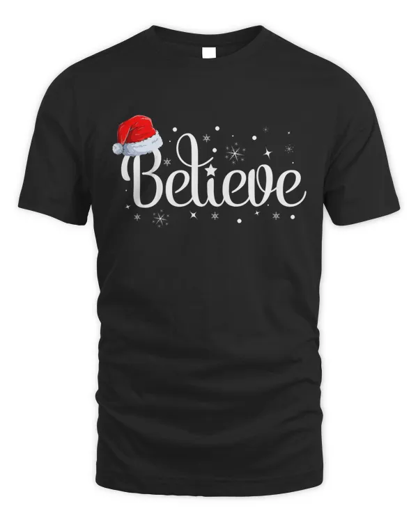 Funny Merry Christmas Believe In Santa Claus Family Matching T-shirt