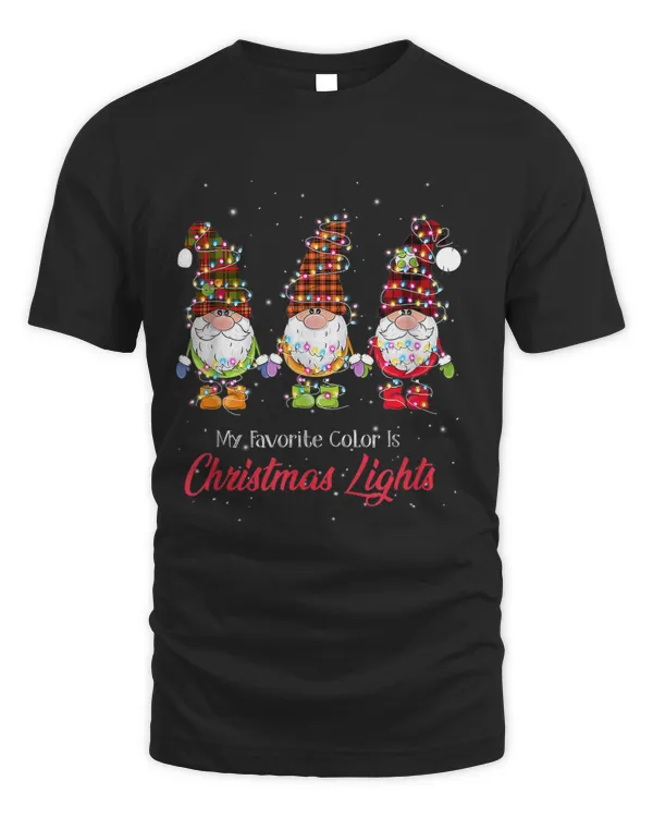 Funny My Favorite Color Is Christmas Lights Gnomies Gnome T-shirt