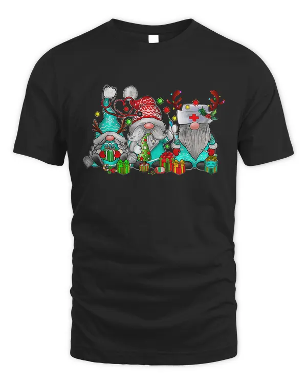 Funny Nurse Gnome Merry Christmas Xmas Nurse Stethoscope T-shirt