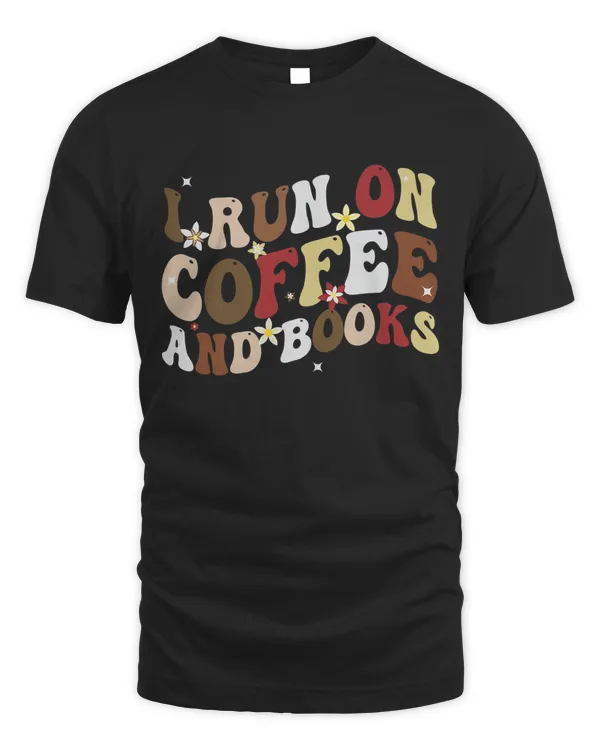 Groovy Coffee And Books Retro Floral Coffee Books Readers Premium T-shirt