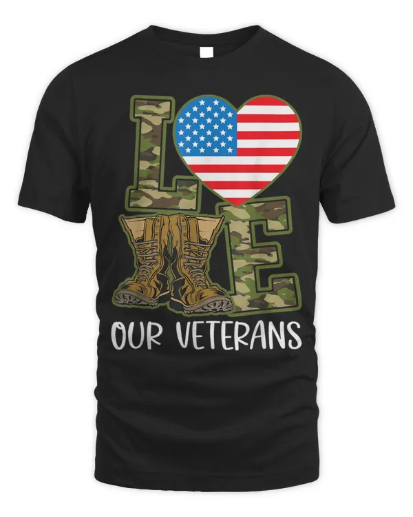 American Flag Love Our Veterans Proud Veteran Best Gift