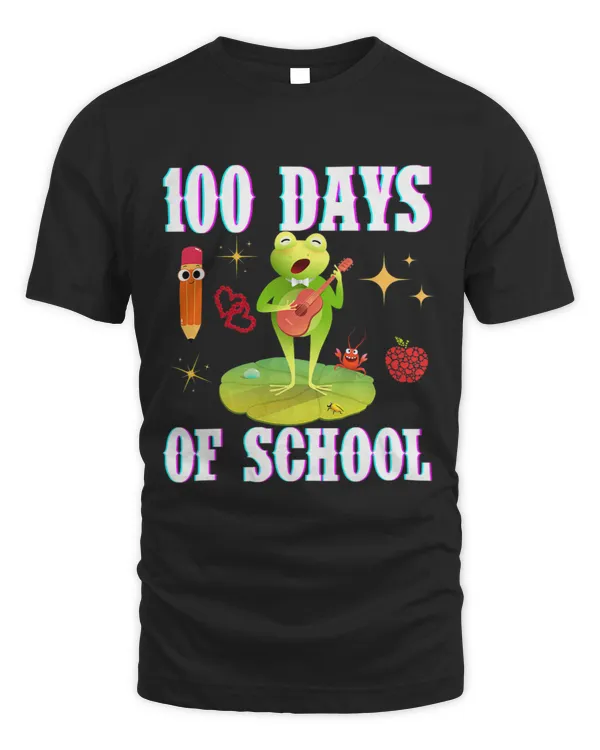 100 Days Of School Funny Guitar 100 Days Smarter 100th Day Premium T-shirt