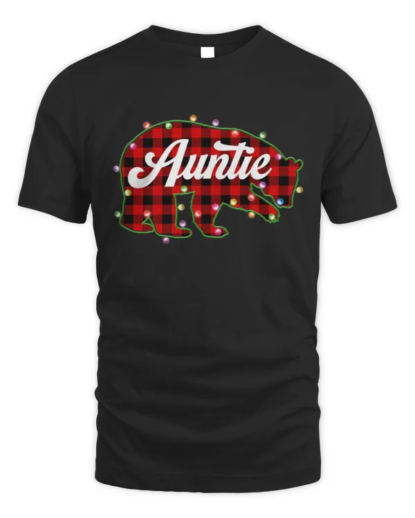 Auntie Bear Buffalo Plaid Red Christmas Matching Family Premium T-shirt