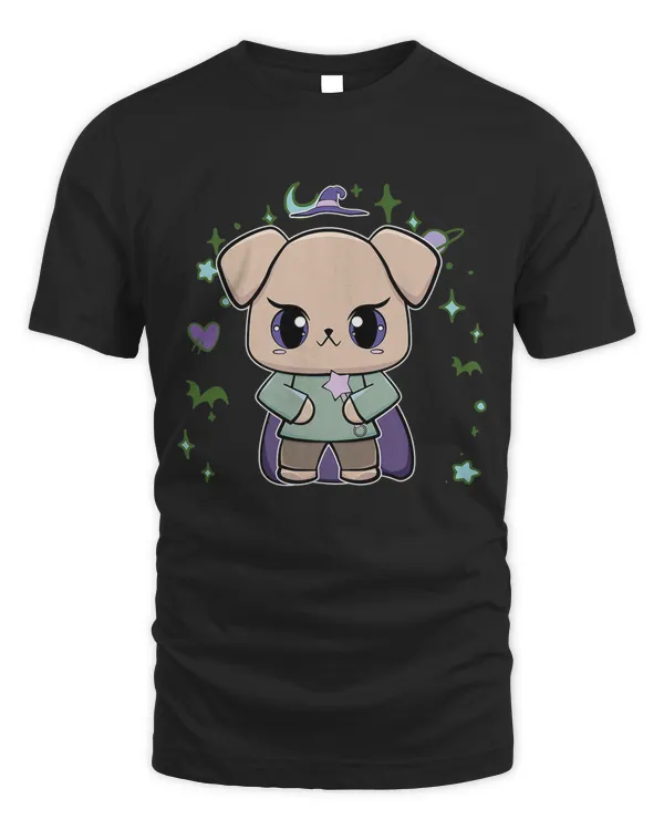 Cute Anime Dog Kawaii Puppy Witch Magic Wand Premium T-shirt