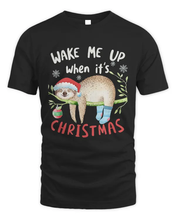 Wake Me When Its Christmas  Cute Sleeping Sloth  T-Shirt