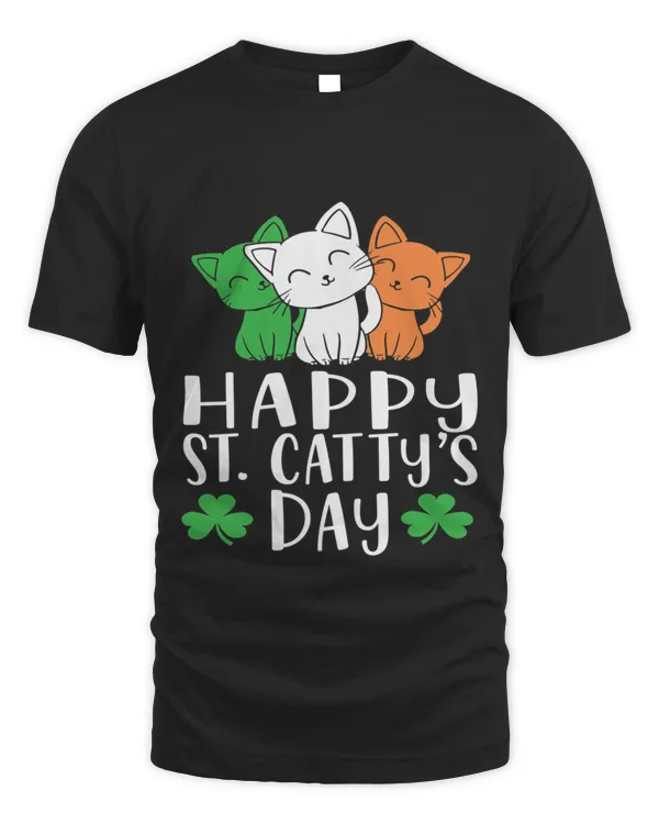 St Patricks Day Cat Lover Kitten Funny Apparel T-Shirt