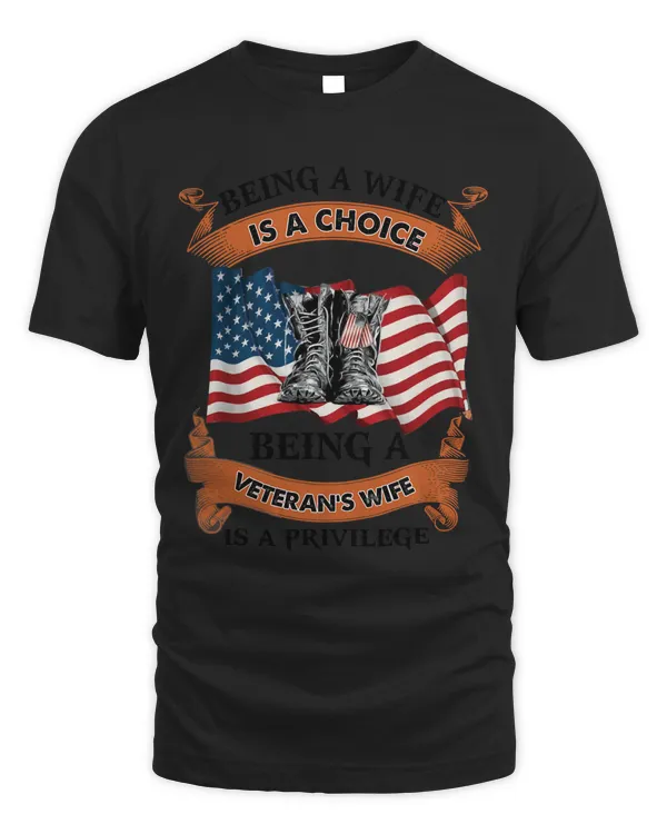 Retro US Flag Combat Boot Being Veterans Wife Is Privilege 58
