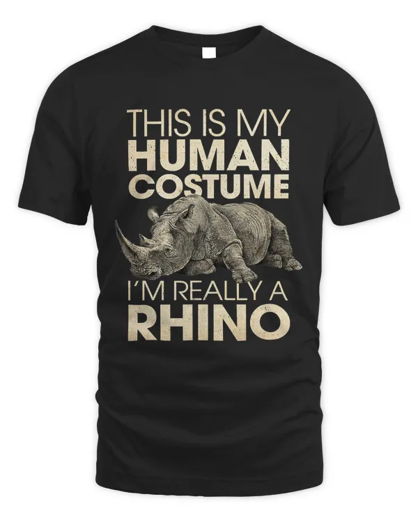 Funny This Is My Human Costume Rhino Vintage Rhinoceros Love