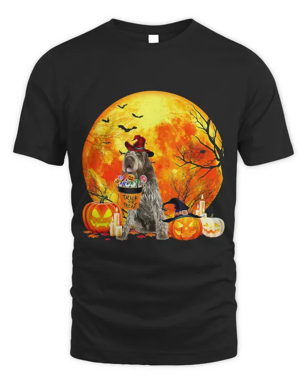 Wirehaired Pointing Griffon Dog Trick Or Treat Moon Funny372