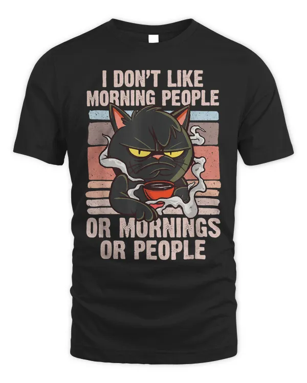 Coffee Cat I Hate Morning People Vintage Funny Cats Lovers 42