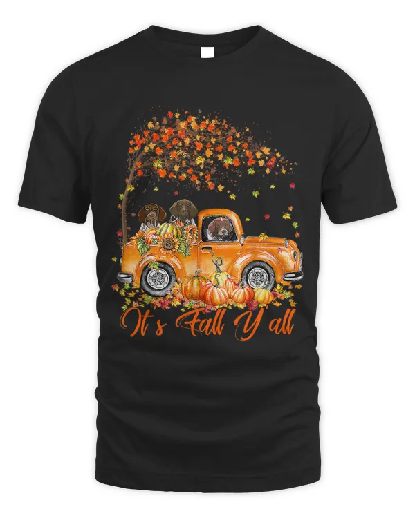 Its Fall Yall German Shorthaired Riding Truck Pumpkin Fall113