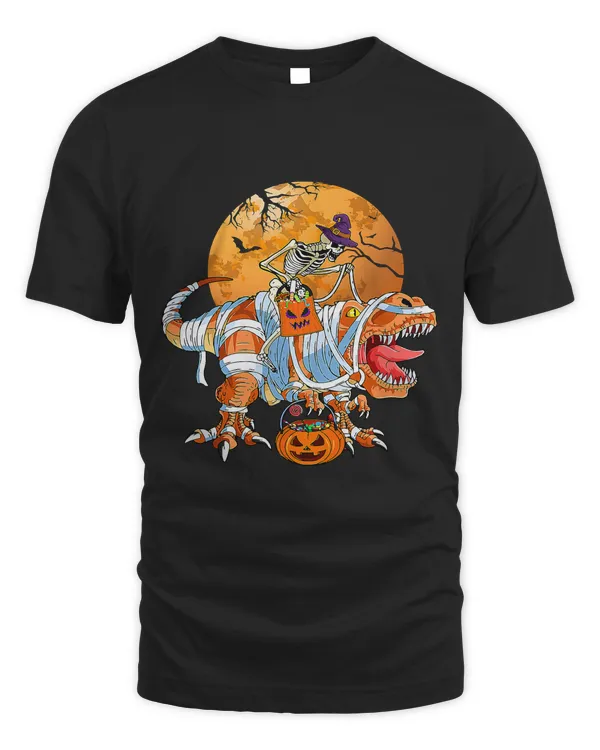 Halloween Shirts for Boys Men Dinosaur T rex Mummy Pumpkin