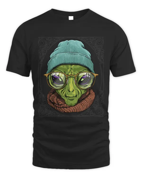 Hipster Alien With Glasses UFO Outer Space Lover 581