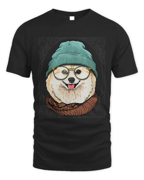 Hipster Pomeranian With Glasses Dog Lover 563