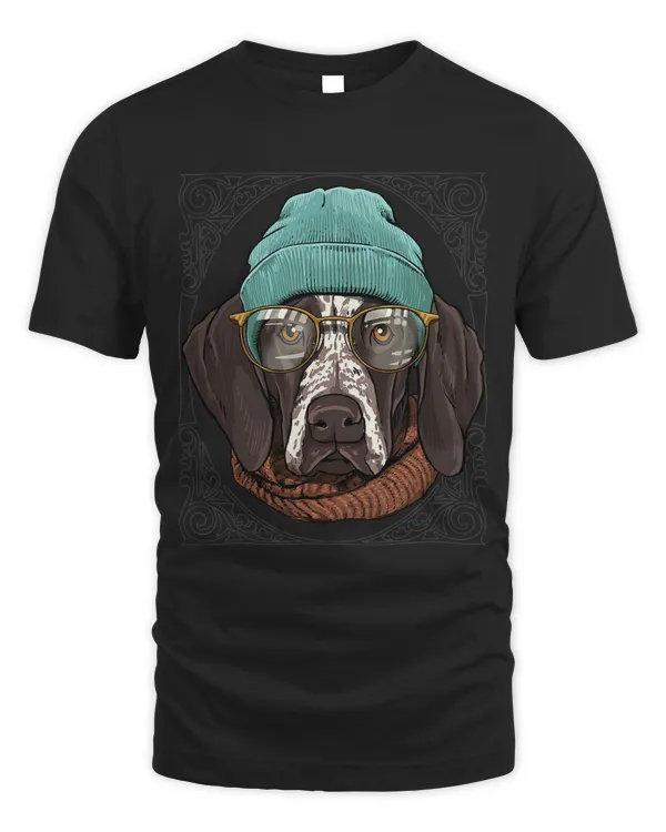 Hipster German Shorthaired Pointer With Glasses Dog 564