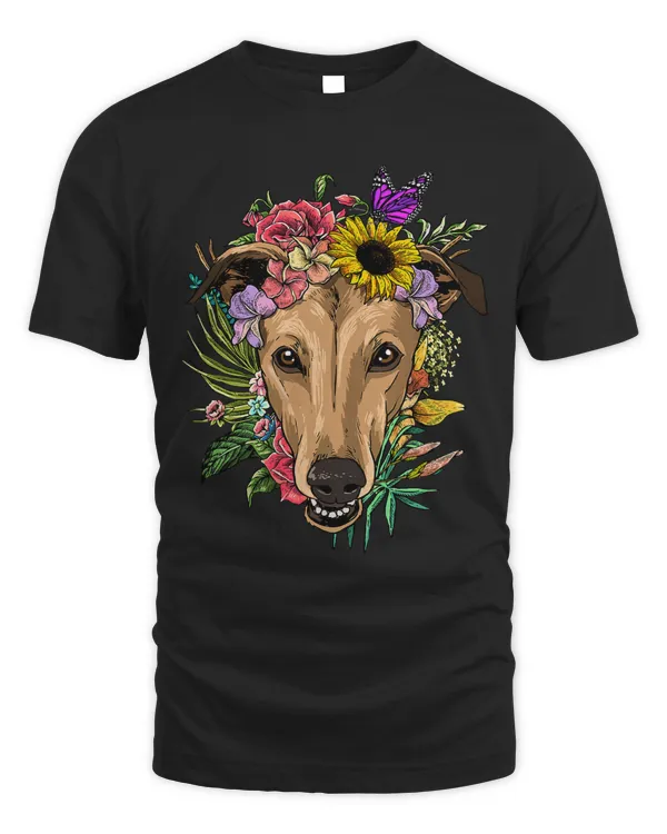 Floral Greyhound Botanical Plant Flower Animal Pet Dog Lover