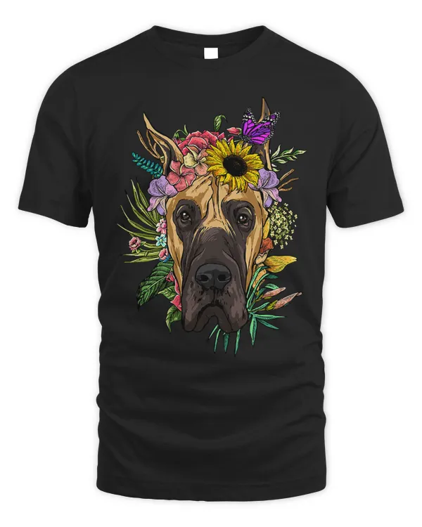 Floral Great Dane Botanical Plant Flower Animal Dog Lover