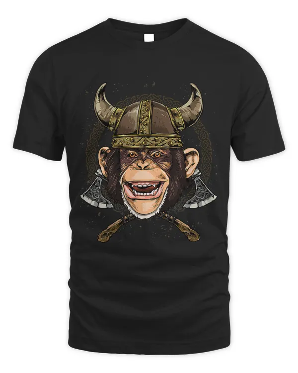 Viking Monkey with Viking Helmet Mjolnir Axes 94