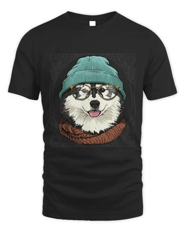 Hipster Alaskan Malamute With Glasses Dog Dog Lover 565