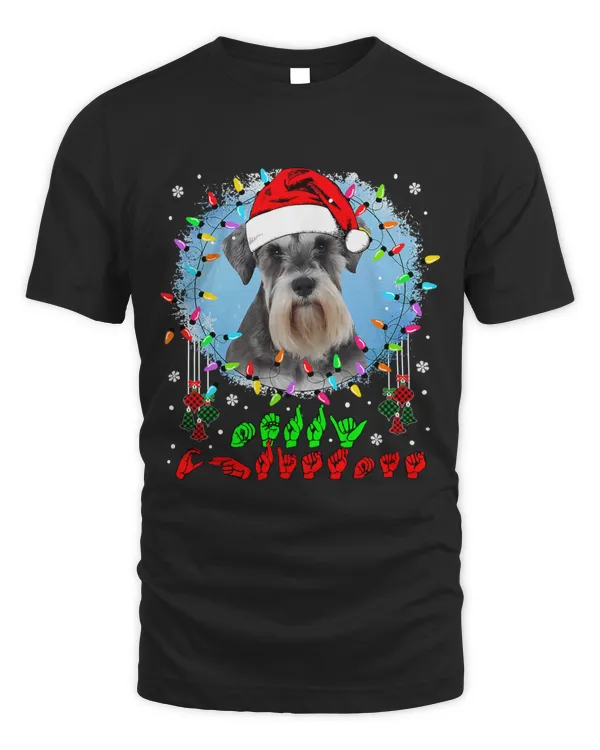 Merry Christmas Hands Sign Language Santa Schnauzer Lover131