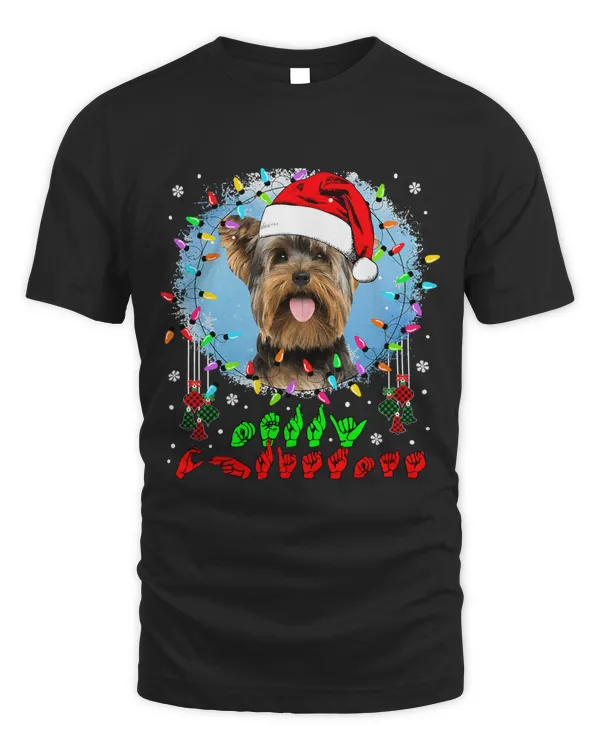 Merry Christmas Hands Sign Language Santa Yorkshire Terrier124