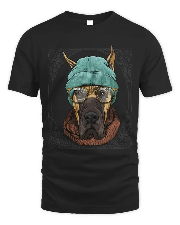 Hipster Great Dane With Glasses Dog Lover 561