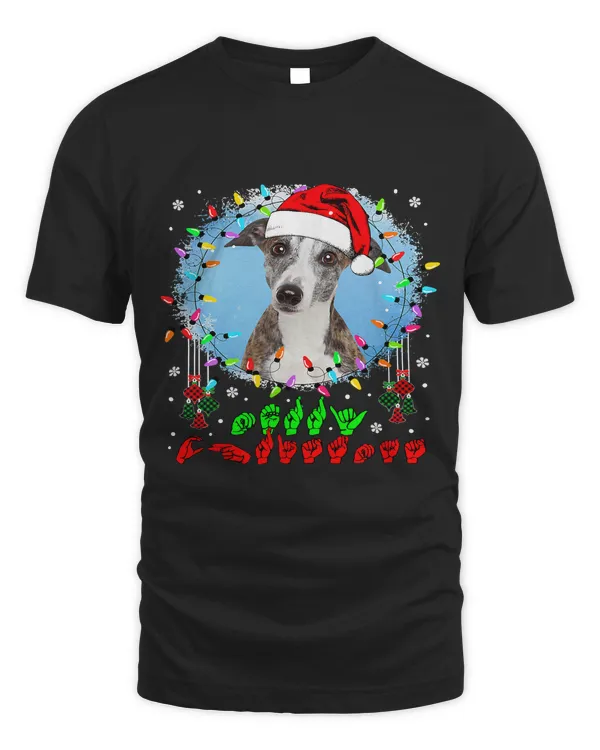 Merry Christmas Hands Sign Language Santa Whippet Lover125