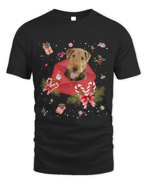 Airedale Terrier Dog In Christmas Card Ornament Pajama Xmas441