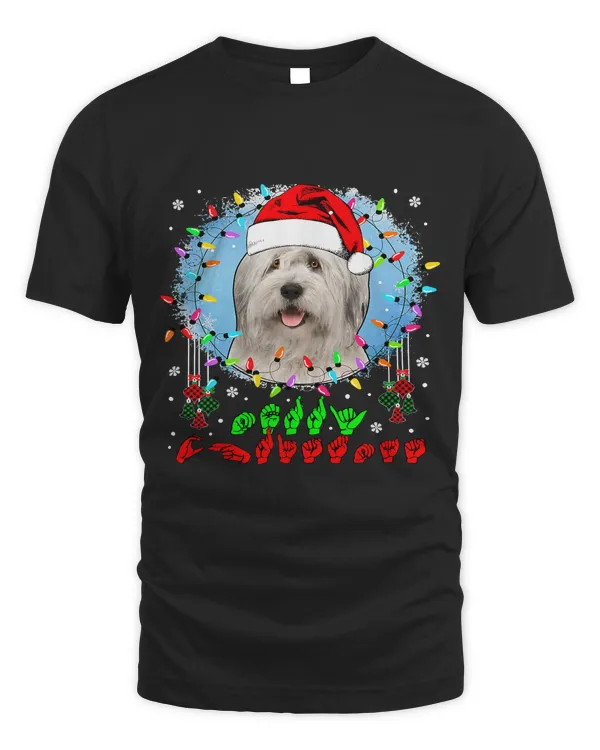 Merry Christmas Hands Sign Language Santa Bearded Collie168