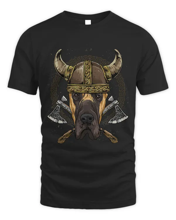 Viking Great Dane Dog with Viking Helmet Mjolnir Axes 121