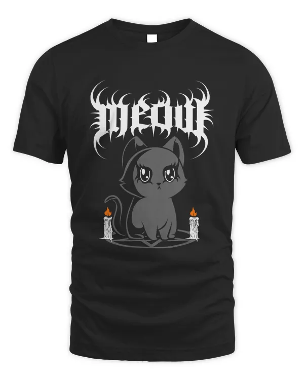 Meow Cat Cute Kitten Pentagram Death Metal Gothic Cat Lover434