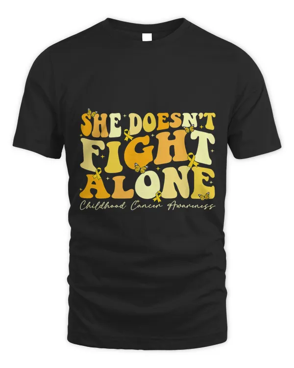Groovy She Doesnt Fight Alone Childhood Cancer Awareness 347