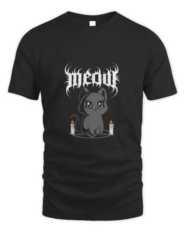 Meow Cat Cute Kitten Pentagram Death Metal Gothic Cat Lover434