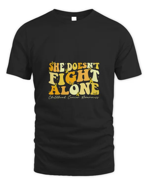 Groovy She Doesnt Fight Alone Childhood Cancer Awareness 347