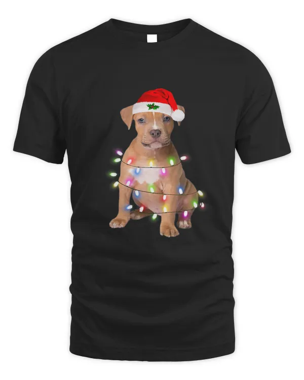 Pit bull dog Santa Christmas Tree Lights Xmas Boys Dog86