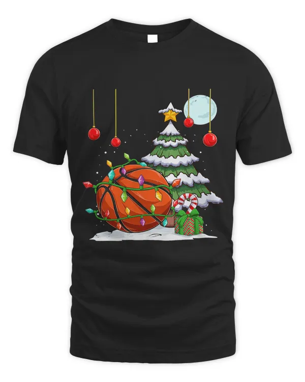 Xmas Basketball decorate the tree lights moon Christmas snow371