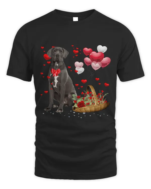 Cute Great Dane Dog Balloon Heart Valentines Day Valentine