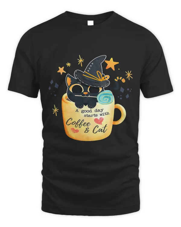 A Good Day Starts With Coffee And Cat Witch Mug 154