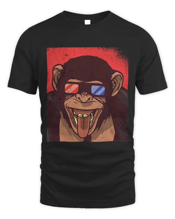 Comic Monkey with 3D Glasses Colourful for Men Women Children