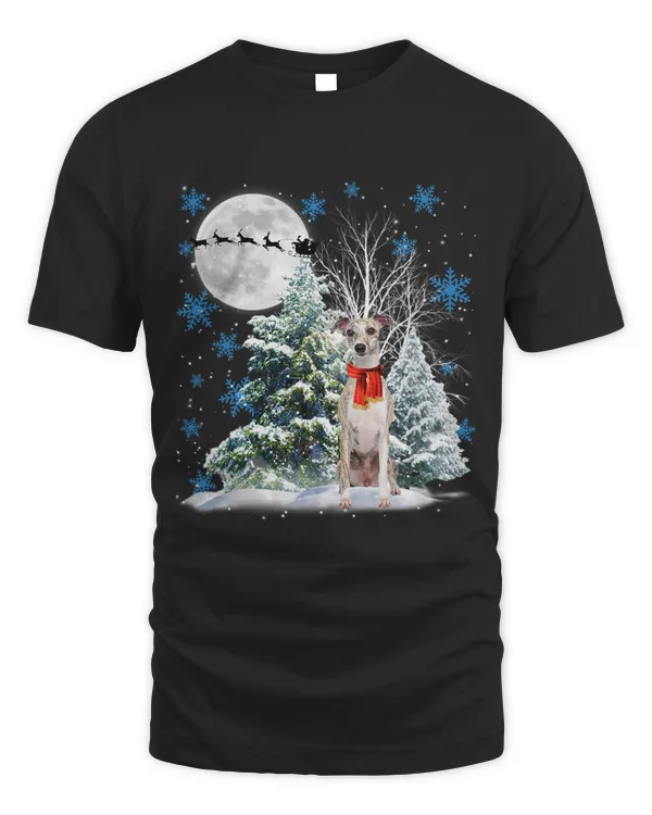 Whippet Under Moonlight Snow Christmas Pajama 49