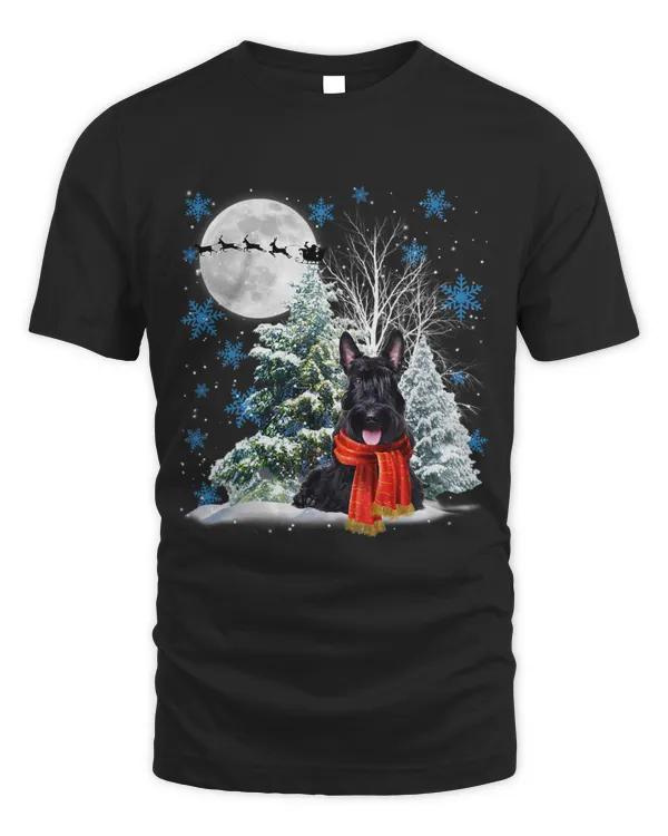 Scottish Terrier Under Moonlight Snow Christmas Pajama 51
