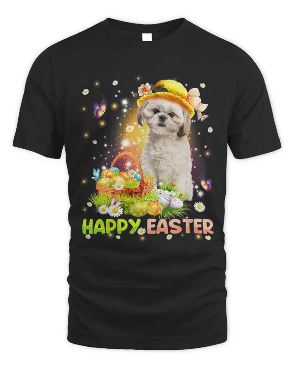Happy Easter Cute Bunny Dog Shih Tzu Eggs Basket Funny Dog
