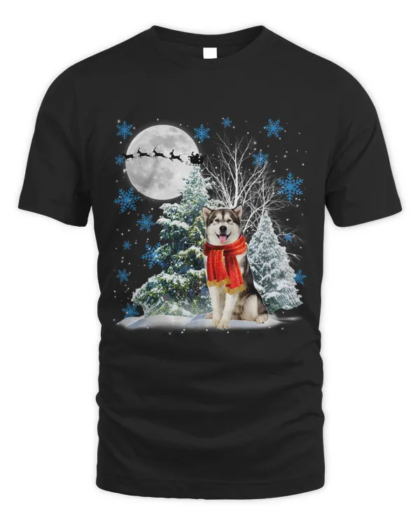 Alaskan Malamute Under Moonlight Snow Christmas Pajama 123