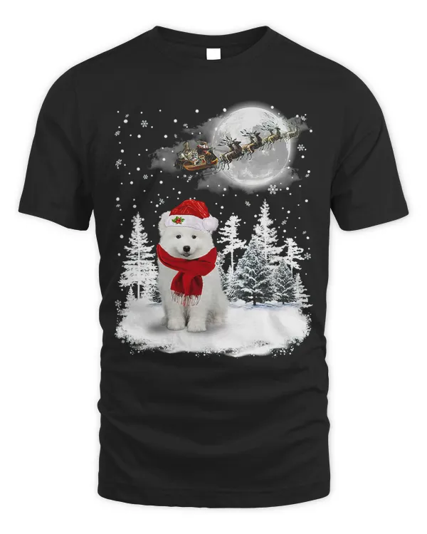 Samoyed Dog Under Moonlight Snow Christmas Pajama 13