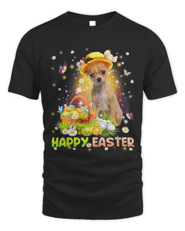 Happy Easter Cute Bunny Dog Chihuahua Eggs Basket Funny Dog