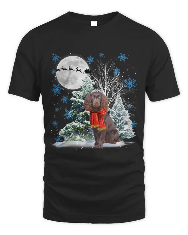 Boykin Spaniel Under Moonlight Snow Christmas Pajama 145
