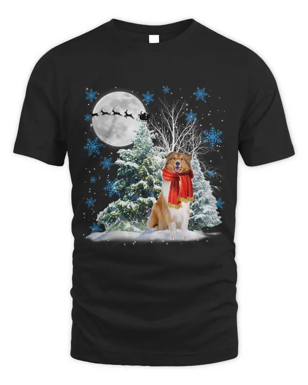Rough Collie Under Moonlight Snow Christmas Pajama 97