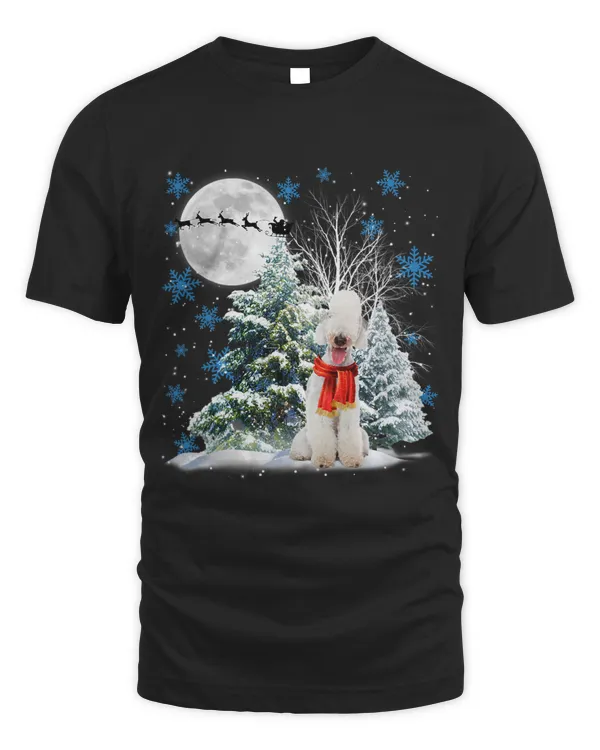 Bedlington Terrier Under Moonlight Snow Christmas Pajama 160