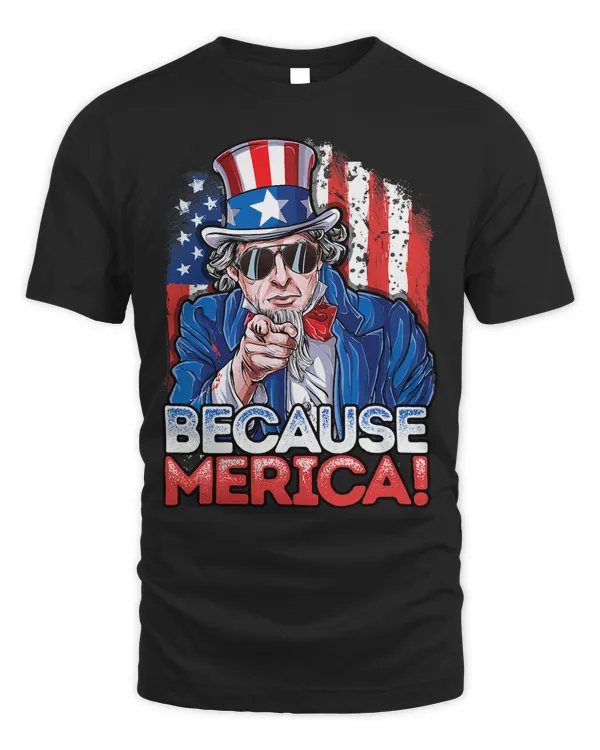 Uncle Sam 4th Of July Because Merica Kids Boys American Flag